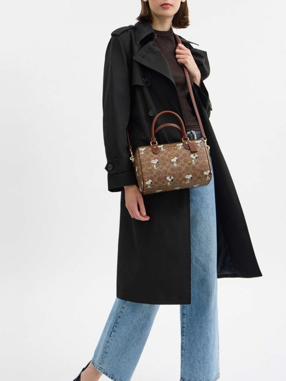 Coach X Peanuts Rowan Satchel Bag In Signature Canvas With Snoopy - Picture 7 of 7